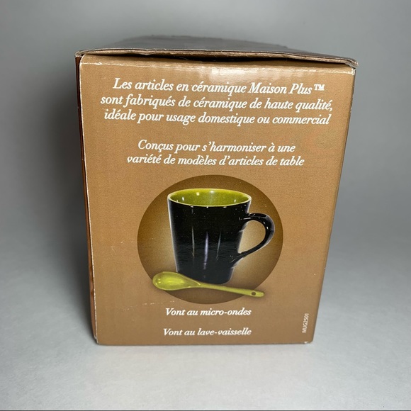 Black and Green Mug with Stir Spoon - Picture 6 of 8